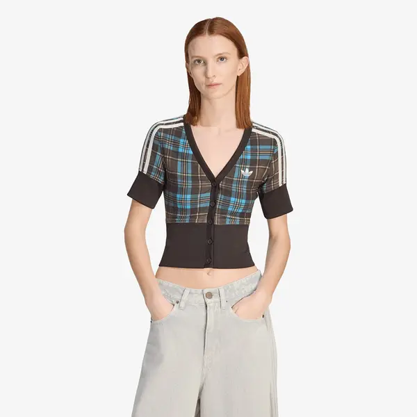adidas Originals Majice adidas Checked V-Neck Shirt With Buttons Multicolor S