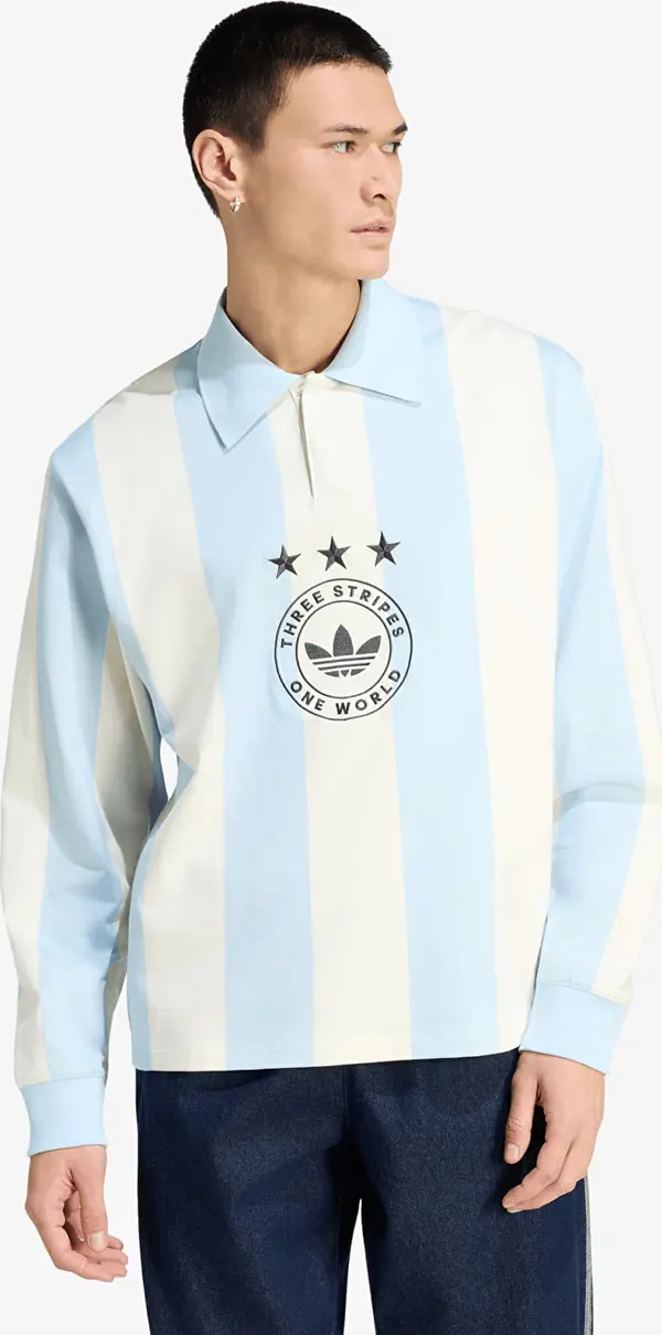 adidas Originals Majice adidas Graphic Long Sleeve Polo Shirt Ice Blue M