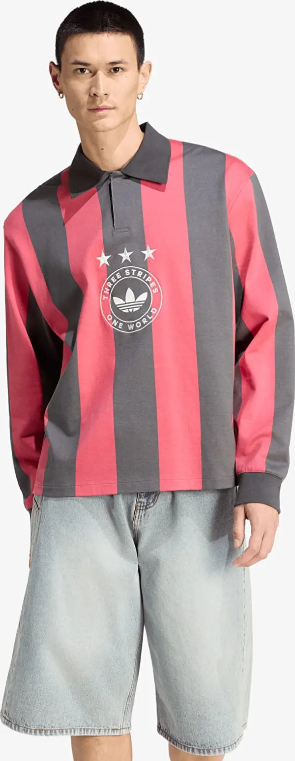 adidas Originals Majice adidas Graphic Long Sleeve Polo Shirt Utility Black/ Cream White S