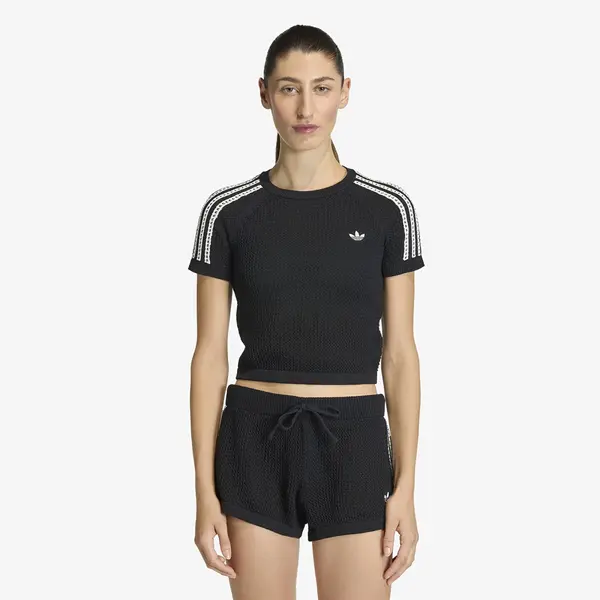 adidas Originals Majice adidas Knitted Crochet Cali T-Shirt Black XS