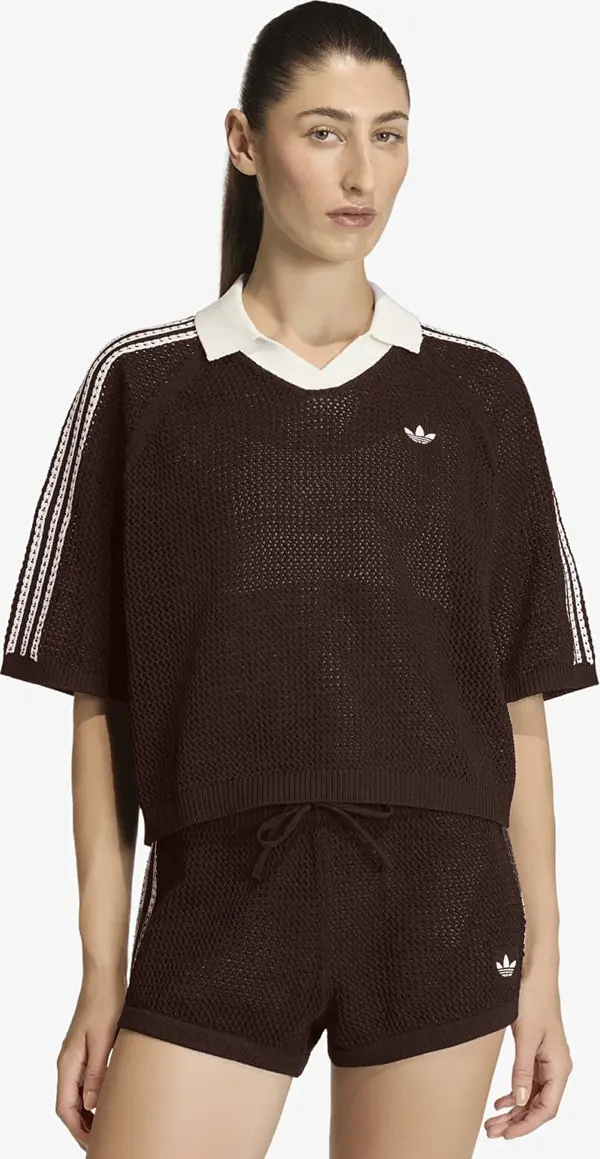 adidas Originals Majice adidas Knitted Crochet Polo Aurora Coffee XL