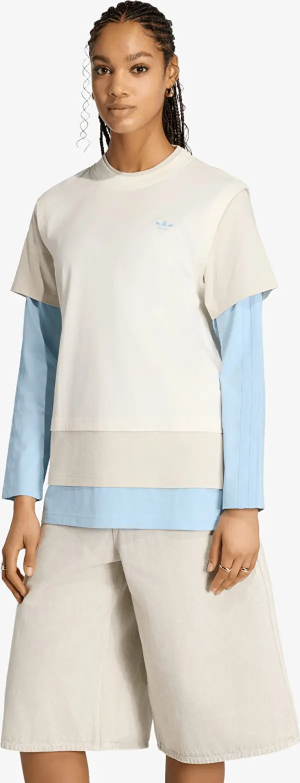 adidas Originals Majice adidas Loose Layered Long Sleeve T-Shirt Off White XS