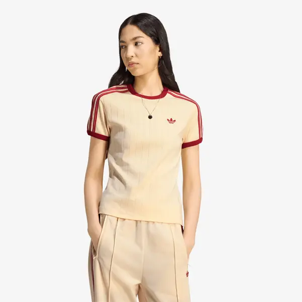 adidas Originals Majice adidas Pinstripe Short Sleeve Slim T-Shirt Warm Vanilla/ Team Victory Red/ Preloved Scarlet L