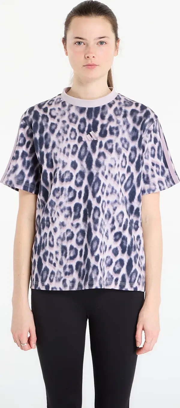 adidas Performance Majice adidas Seasonal Essentials Leopard Print T-Shirt With 3-Stripes Multicolor/ Crystal Linen XS