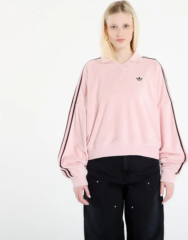adidas Originals Majice adidas Terry Towel V Neck Long Sleeves Polo Shirt Sandy Pink XL