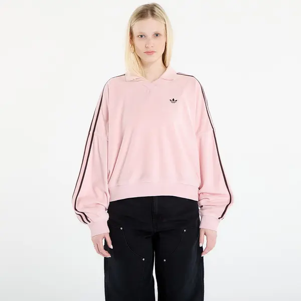 adidas Originals Majice adidas Terry Towel V Neck Long Sleeves Polo Shirt Sandy Pink XS