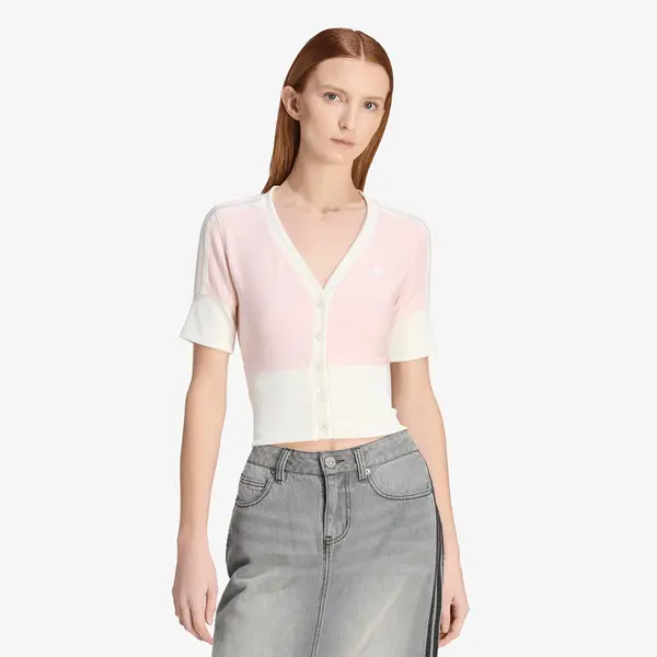 adidas Originals Majice adidas V-Neck Shirt With Buttons Sandy Pink XS