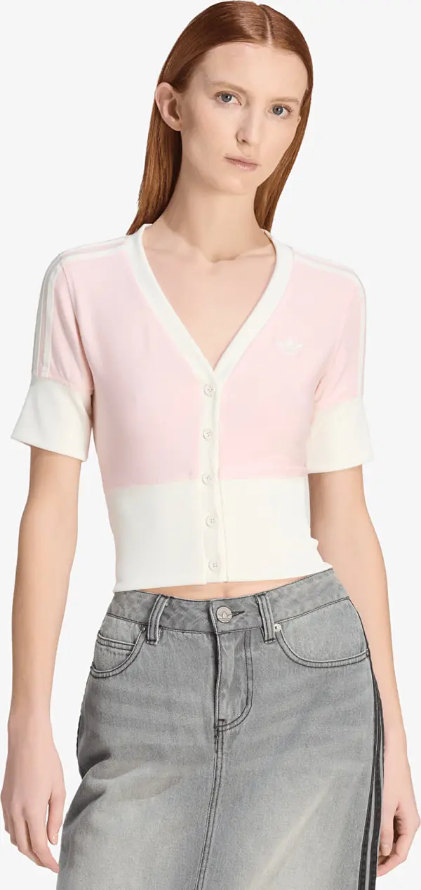 adidas Originals Majice adidas V-Neck Shirt With Buttons Sandy Pink XS