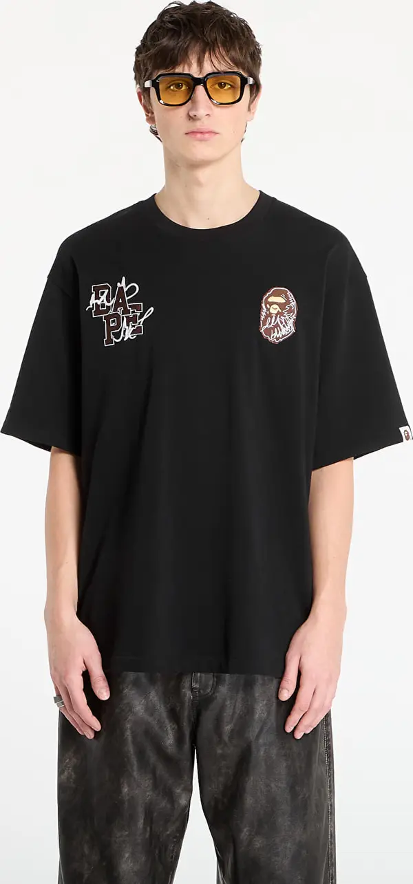A BATHING APE Majice BAPE® x FOOTSHOP - Scribble Logo Tee Black S
