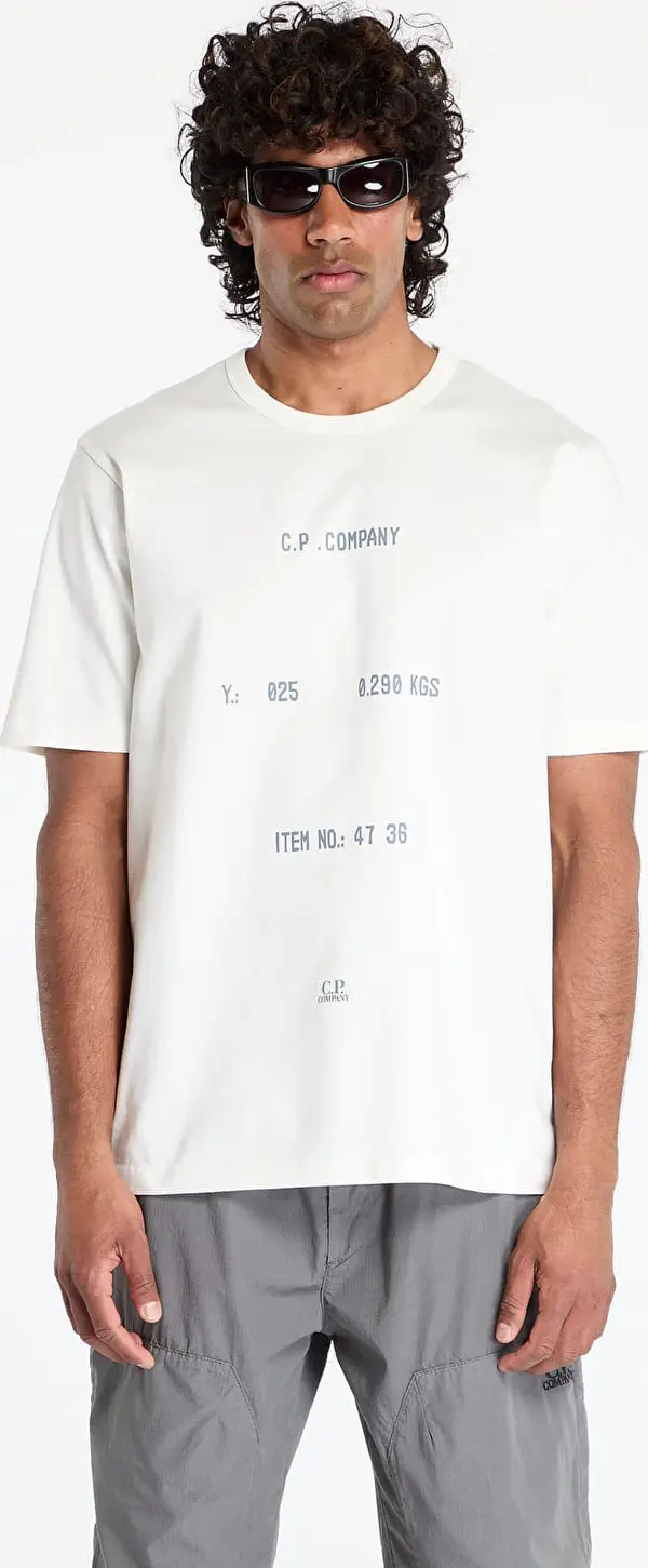 C.P. Company Majice C.P. Company 30/2 Mercerized Jersey Twisted Typographic Logo T-Shirt Gauze White S