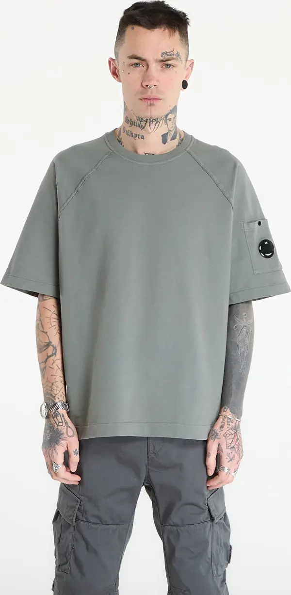 C.P. Company Majice C.P. Company Light Fleece Short Sleeve Sweatshirt Gunmetal Grey XL