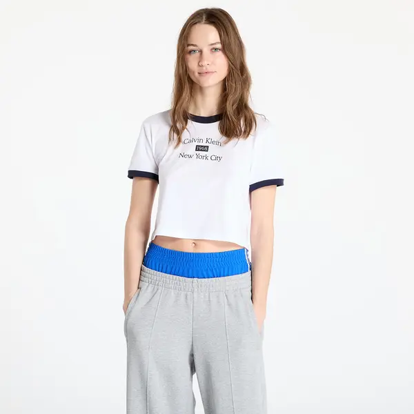 Calvin Klein Majice Calvin Klein Jeans Drapey Jersey Crop Brilliant White/ Baritone Blue L