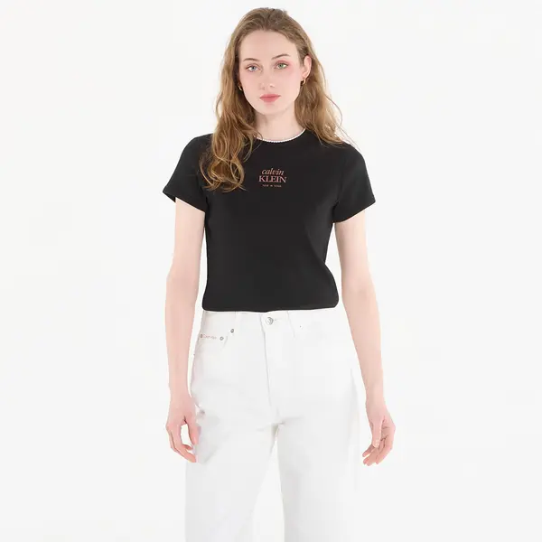 Calvin Klein Majice Calvin Klein Jeans Ss 2X2 Baby Rib Logo Baby Tee Black S
