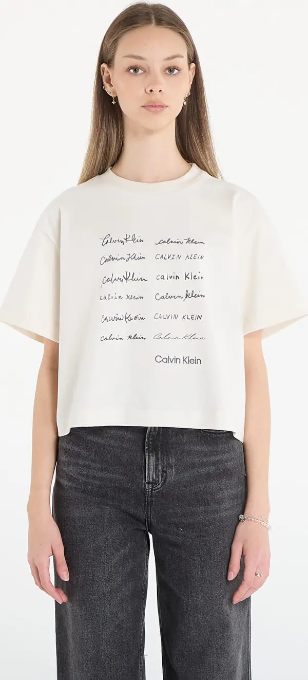 Calvin Klein Majice Calvin Klein Jeans Ss Cropped Boxy Grap Tee White S