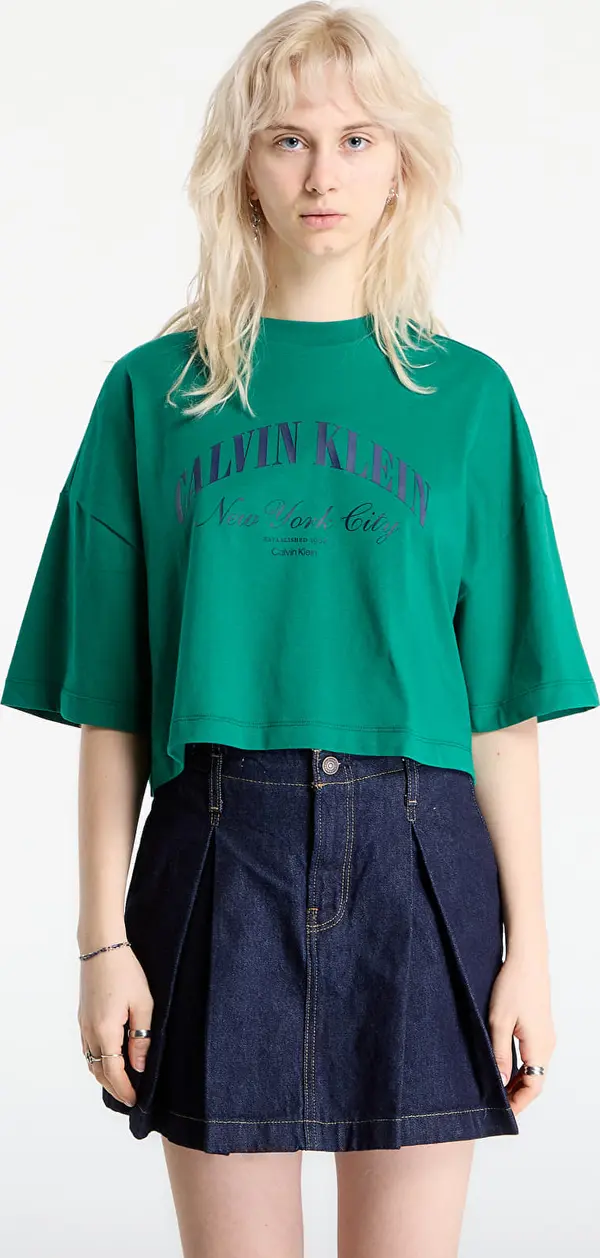 Calvin Klein Majice Calvin Klein Jeans Ss Cropped Boxy Heri Tee Green S