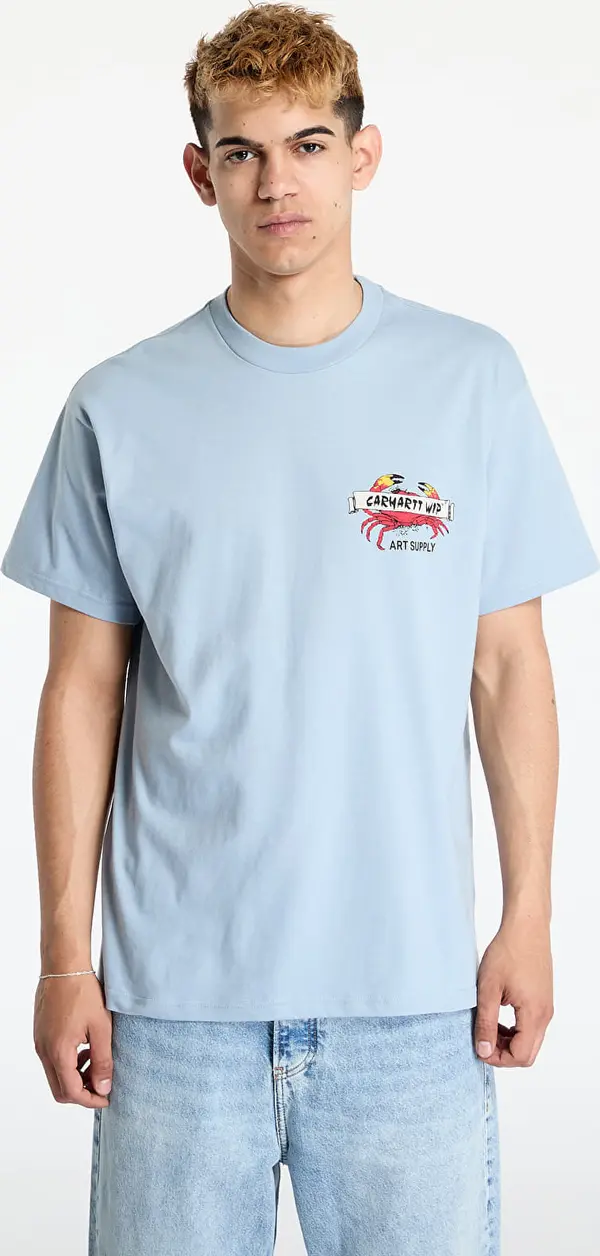 Carhartt WIP Majice Carhartt WIP Crab Paint Short Sleeve T-Shirt UNISEX Frosted Blue XS