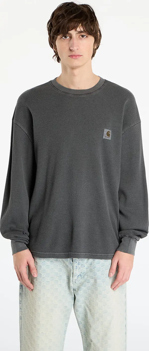 Carhartt WIP Majice Carhartt WIP L/S Vista Waffle T-Shirt UNISEX Black Garment Dyed L