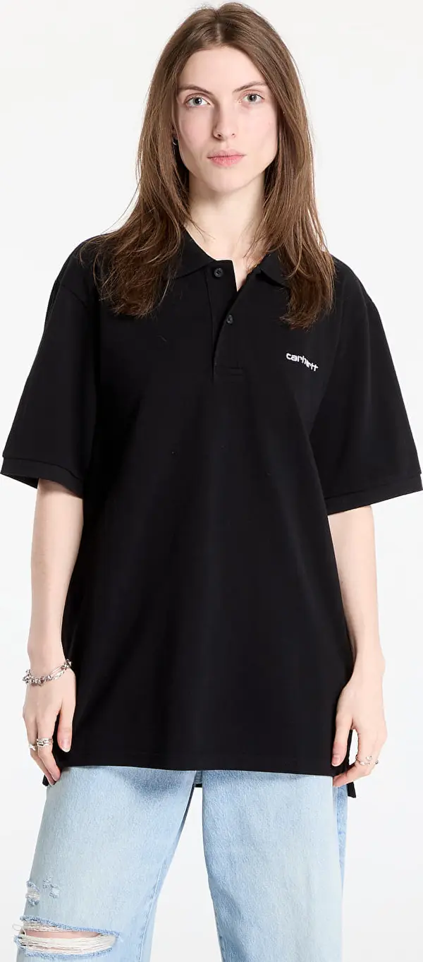 Carhartt WIP Majice Carhartt WIP S/S Carhartt Script Polo UNISEX Black/ White XS