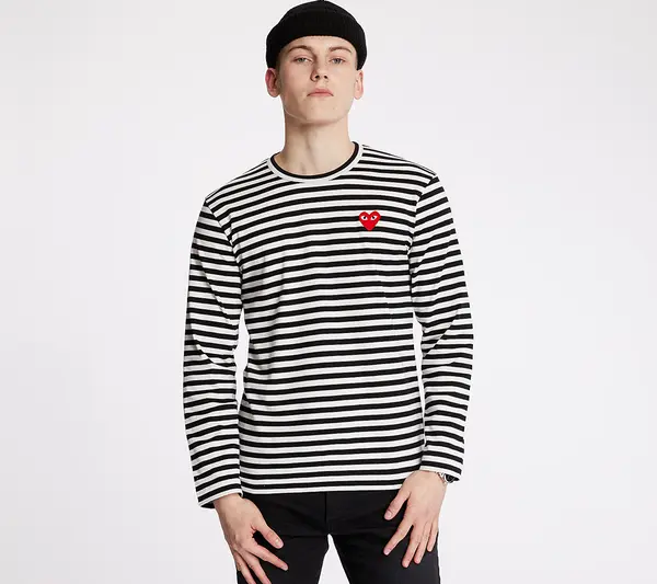 Comme des Garçons PLAY Majice Comme des Garçons PLAY Long Sleeve Tee UNISEX Black/ White XS