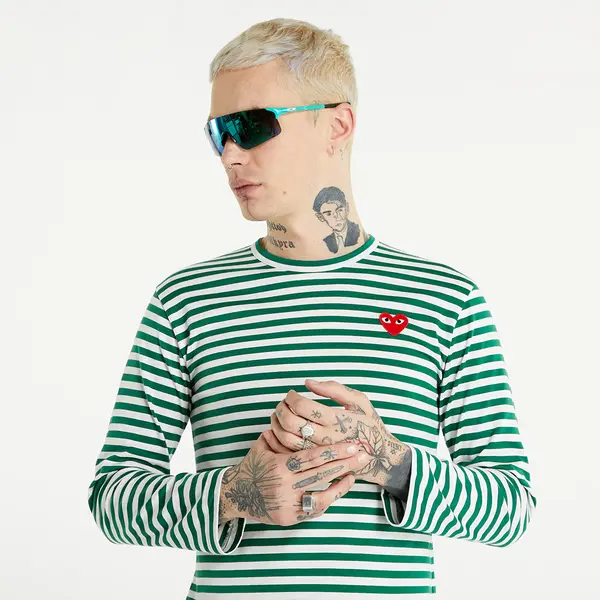 Comme des Garçons PLAY Majice Comme des Garçons PLAY Long Sleeve Tee UNISEX Green/ White S