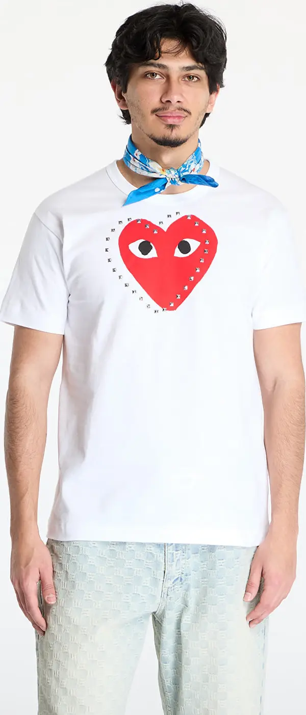 Comme des Garçons PLAY Majice Comme des Garçons PLAY Print Red x Black x Studc T-Shirt UNISEX White XL
