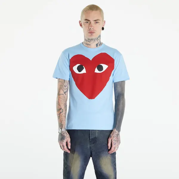 Comme des Garçons PLAY Majice Comme des Garçons PLAY Short Sleeve Logo Print T-Shirt UNISEX Blue S
