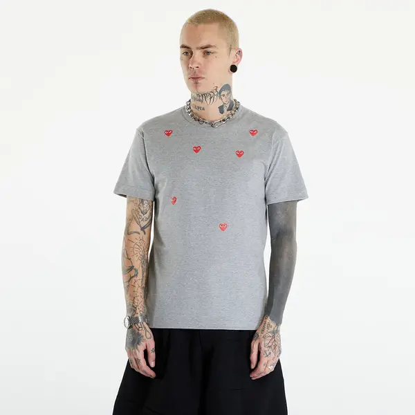 Comme des Garçons PLAY Majice Comme des Garçons PLAY Short Sleeve Logo Print T-Shirt UNISEX Grey L