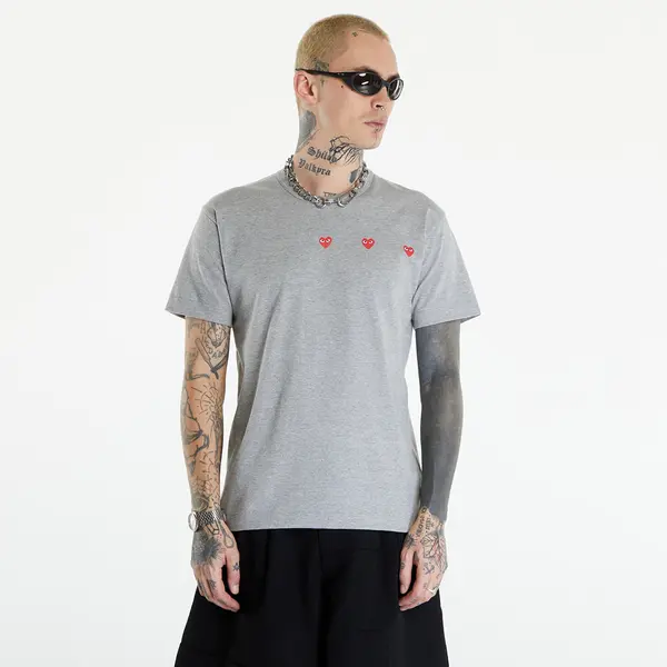 Comme des Garçons PLAY Majice Comme des Garçons PLAY Short Sleeve Logo Print T-Shirt UNISEX Grey M