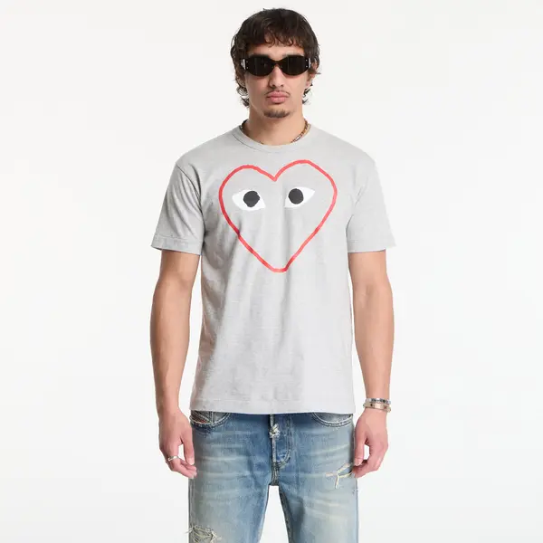 Comme des Garçons PLAY Majice Comme des Garçons PLAY T-Shirt Logo Print Knit UNISEX Top Gray L