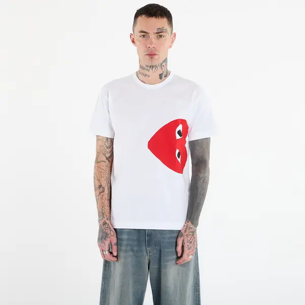 Comme des Garçons PLAY Majice Comme des Garçons PLAY T-Shirt Logo Print Knit UNISEX White L