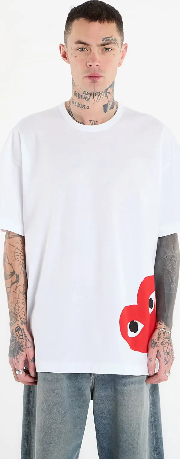 Comme des Garçons PLAY Majice Comme des Garçons PLAY T-Shirt Logo Print Knit UNISEX White S