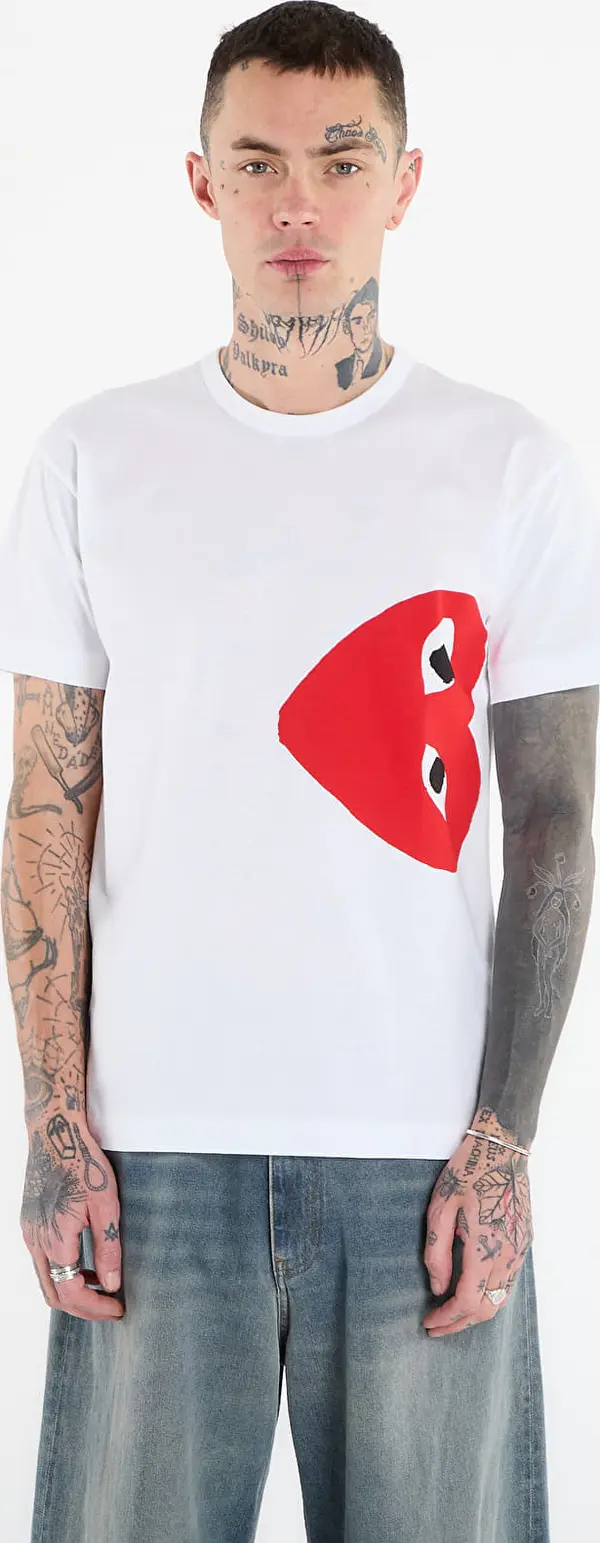Comme des Garçons PLAY Majice Comme des Garçons PLAY T-Shirt Logo Print Knit UNISEX White XXS