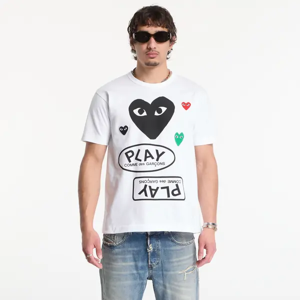 Comme des Garçons PLAY Majice Comme des Garçons PLAY T-Shirt Red Black Green Emblem Knit UNISEX White M