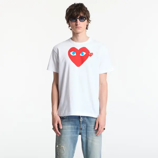 Comme des Garçons PLAY Majice Comme des Garçons PLAY T-Shirt Red Emblem Knit UNISEX White XL