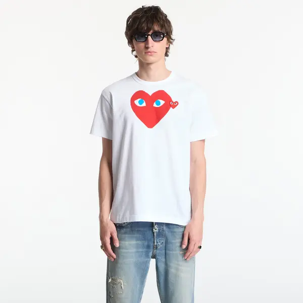 Comme des Garçons PLAY Majice Comme des Garçons PLAY T-Shirt Red Emblem Knit UNISEX White XXL