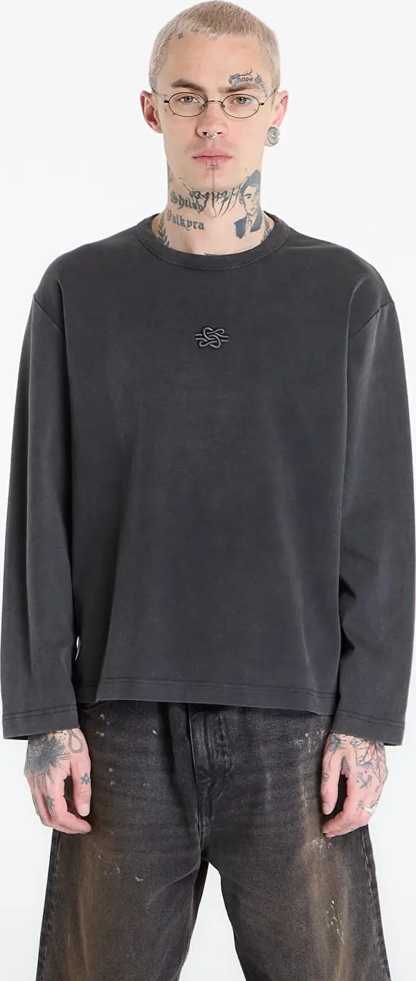Filling Pieces Majice Filling Pieces Longsleeve Boxy Embroidered Vintage Black S