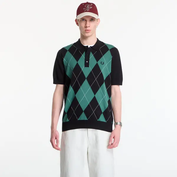 FRED PERRY Majice Fred Perry Argyle Knitted Shirt Black L