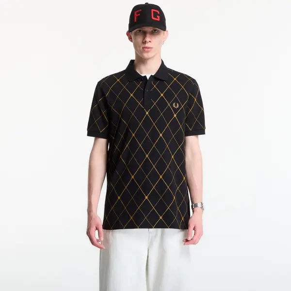 FRED PERRY Majice Fred Perry Argyle Print Fred Perry Shirt Black L