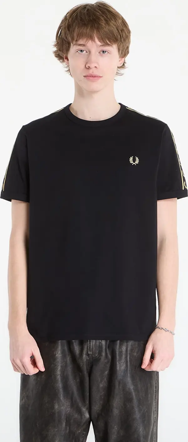 FRED PERRY Majice FRED PERRY Contrast Tape Ringer T-Shirt Black/ Champagne M