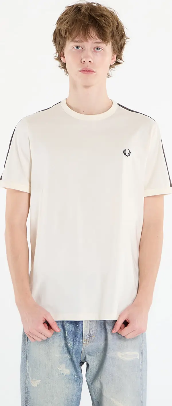FRED PERRY Majice FRED PERRY Contrast Tape Ringer T-Shirt Ecru/ Burntobacco L