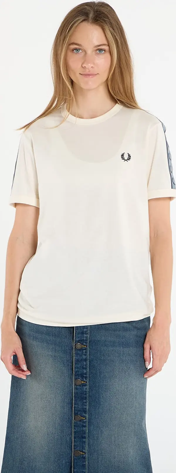FRED PERRY Majice FRED PERRY Contrast Tape Ringer T-Shirt UNISEX Ecru/ Navy M