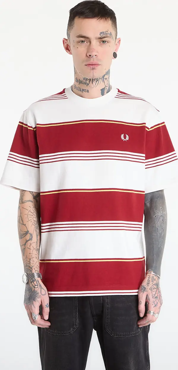 FRED PERRY Majice FRED PERRY Heavyweight Striped T-Shirt Snow White S
