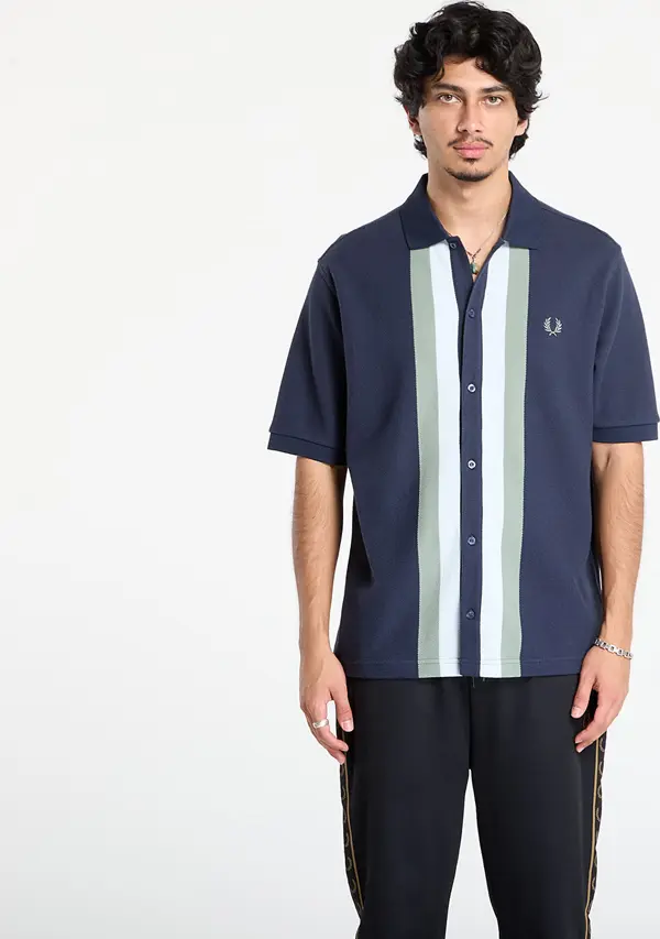 FRED PERRY Majice FRED PERRY Panelled Button Through Polo S Dark Airforce XL