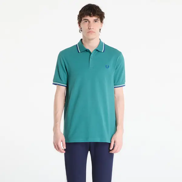 FRED PERRY Majice FRED PERRY Twin Tipped Fred Perry Shirt Deep Mint/ Snow White/ Soho Eclipse M
