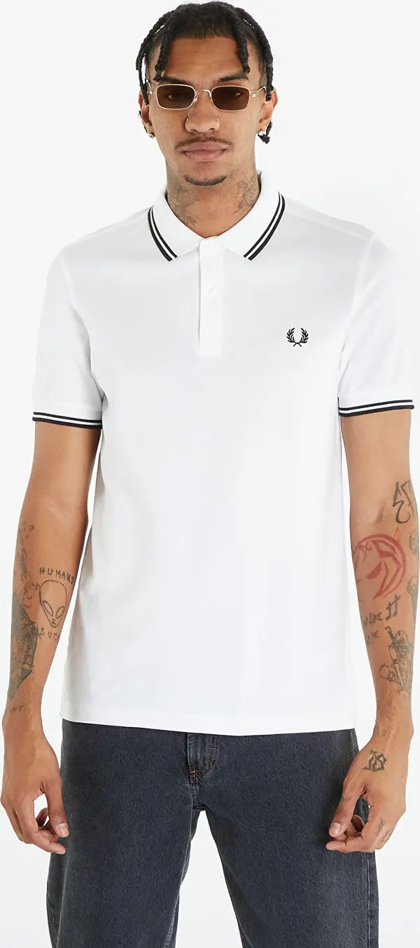 FRED PERRY Majice FRED PERRY Twin Tipped Short Sleeve Tee White XXL