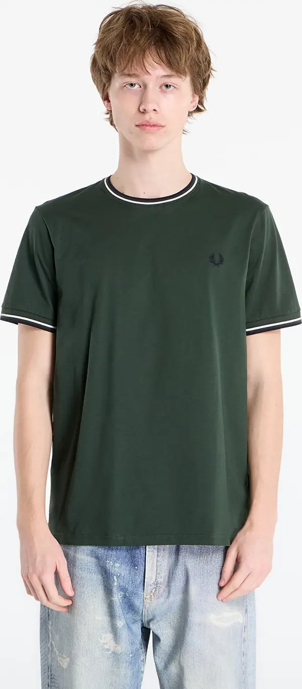 FRED PERRY Majice FRED PERRY Twin Tipped T-Shirt Court Green/ Snow White/ Navy XL