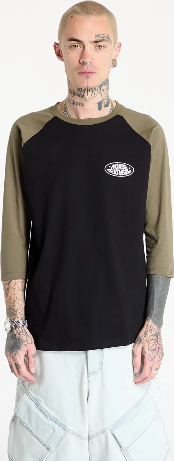 Horsefeathers Majice Horsefeathers Dynamo Raglan T-Shirt Black/ Burnt Olive S