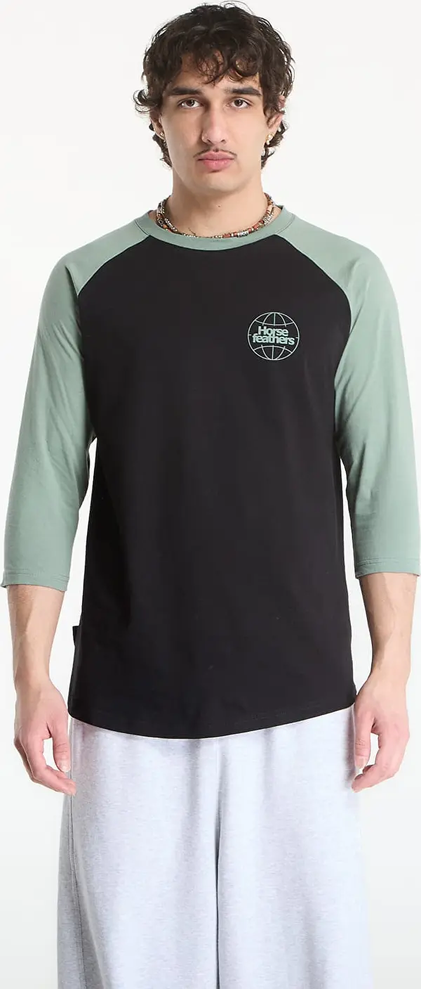 Horsefeathers Majice Horsefeathers Global Raglan T-Shirt Black/ Iceberg Green S