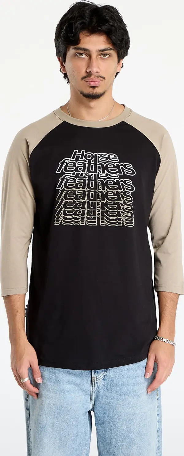 Horsefeathers Majice Horsefeathers Rollin Raglan T-Shirt Black/ Taupe XXL