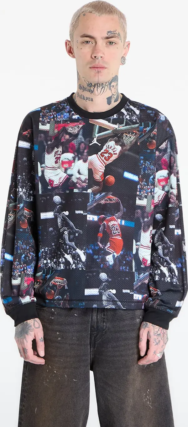 Jordan Majice Jordan Flight Men's Printed Long-Sleeve Jersey Black/ White L